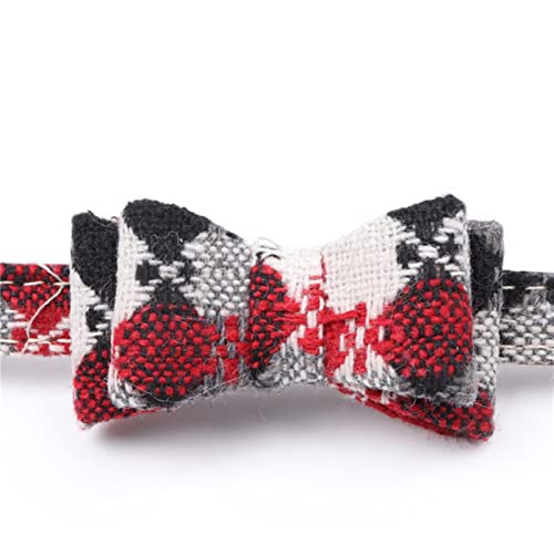 1 Stück Plaid Gestreift Haustiere Hundehalsbänder Leder Bowknot Welpen Katzen Halskette Verstellbare Bulldogge Kleine Hundehalsbänder-Plaid 04,1.3x42cm von ZXDC