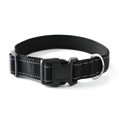 1 Stück Reflektierendes Hundehalsband Weich Gepolstertes Atmungsaktives Nylon Haustierhalsband Einstellbar Für Klein Mittel Groß Extra Groß-schwarz,S von ZXDC