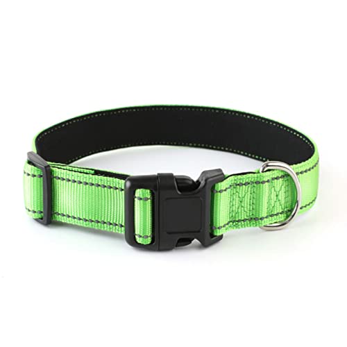 1 Stück Reflektierendes Hundehalsband Weich Gepolstertes Atmungsaktives Nylon-Haustierhalsband Verstellbar Für Klein Mittel Groß Extra Groß-GELB,L von ZXDC