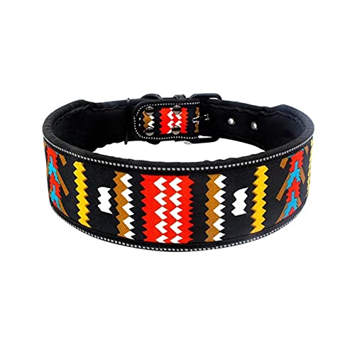 1 Stück Reflektierendes Nylon-Hundehalsband Bedrucktes verstellbares Hundehalsband für mittelgroße Hunde-G,L 50-60cm von ZXDC