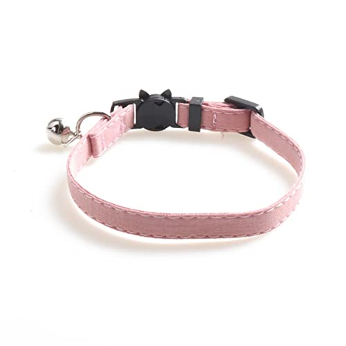 1 Stück Schleifenhalsbänder für kleine Katzen, verstellbare Schnalle, Fliege, Hündchenhalsband, süßes kleines Hundehalsband mit Glöckchen, rosa, ohne Schleife, 1,0 x 28 cm von ZXDC