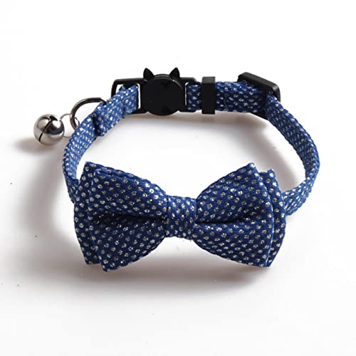 1 Stück Silberne Pailletten Bowknot Katzenhalsbänder Punktmuster Kleine Hundefliege Verstellbares Welpenkätzchen-Haustierkatzen-Hündchenhalsband-blau,1.0x28cm von ZXDC