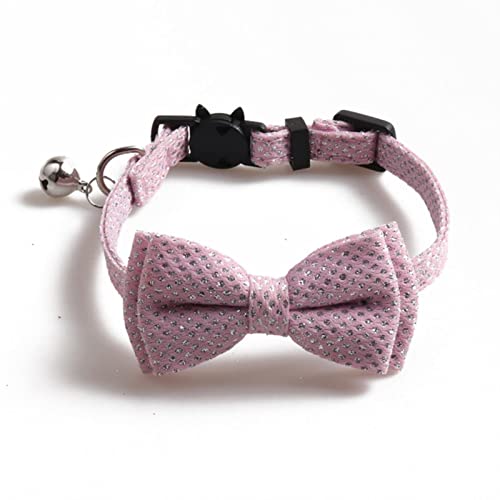 1 Stück Silberne Pailletten Bowknot Katzenhalsbänder Punktmuster Kleine Hundefliege Verstellbares Welpenkätzchen-Haustierkatzen-Hündchenhalsband-pink,1.0x28cm von ZXDC