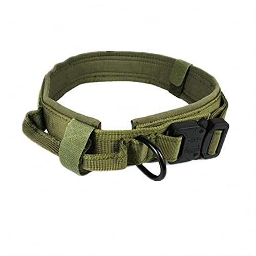 1 Stück Taktisches Hundehalsband Verstellbare Militärische Haustierhalsbänder Spezieller Steuergriff Schnellverschluss Für Mittelgroße Hunde-Grün,L 43-52cm von ZXDC