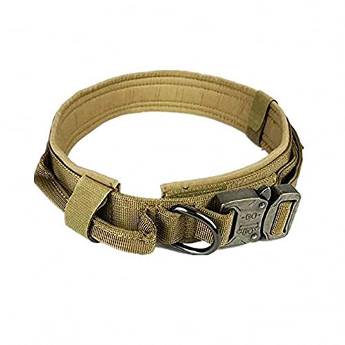 1 Stück Taktisches Hundehalsband Verstellbare Militärische Haustierhalsbänder Spezieller Steuergriff Schnellverschluss Für Mittelgroße Hunde-Khaki,XL 51-61cm von ZXDC