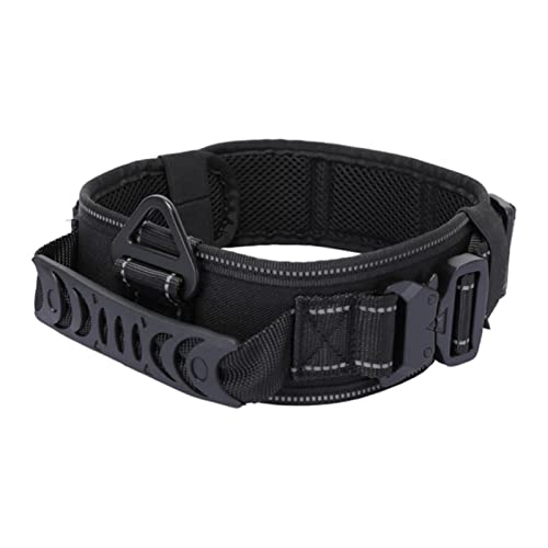 1 Stück Taktisches Hundehalsband mit Doppelschnalle, militärisches Training, Nylonhalsband für mittelgroße und große Hunde, reflektierend, schwarz, 50-70 cm von ZXDC