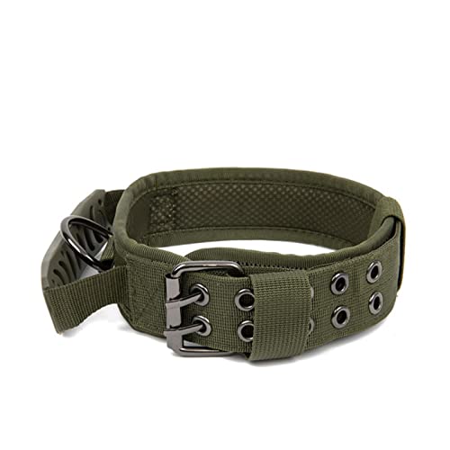 1 Stück Taktisches Nylon Reflektierendes Verstellbares Hundehalsband Outdoor Military Training Halsring Mit Langlebigem Traktionsgriff-Armeegrün,XL von ZXDC