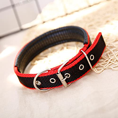 1 Stück Verstellbare Nylon-Hundehalsbänder Pet Neck Strap Sicherheit Kleine Und Große Katze Halsring Für Teddy Pitbull Bulldog Beagle-Schwarz-Rot,L von ZXDC