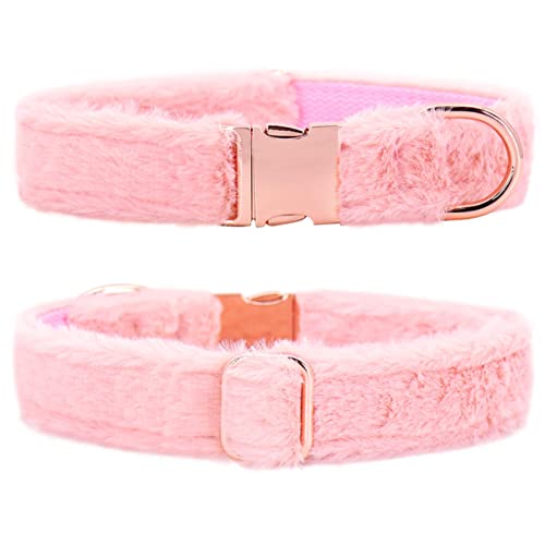 1 Stück Weiches Fell Hundehalsband Winter Warm Welpen Katze Halskette Verstellbare Haustierhalsbänder Für Kleine Mittelgroße Hunde-Pink,36-55cm von ZXDC