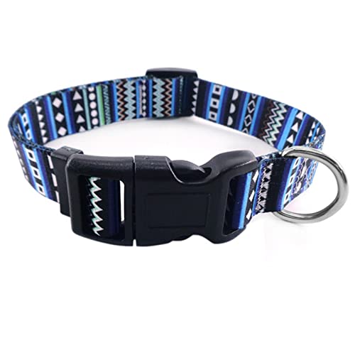 1 Stück böhmische Haustierhalsbänder, Bedruckt, verstellbares Welpenhalsband im nationalen Stil, Halsband für mittelgroße und große Hunde, böhmisches Blau, M 2,0 x 55 cm von ZXDC