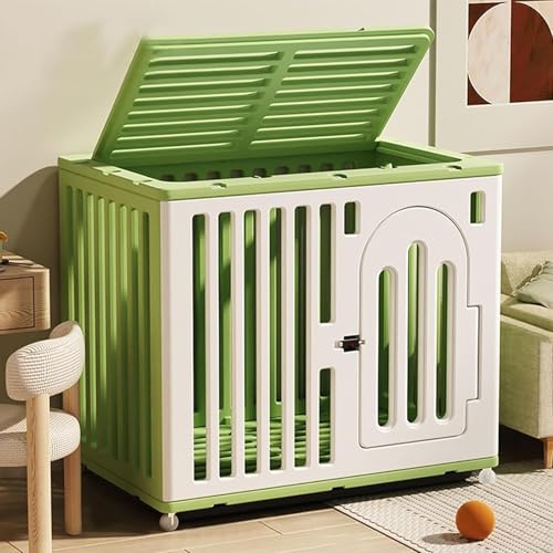 Hundebox, Käfige für Hunde im Innenbereich, Haustierbox, mit Rädern, Türschloss-Design, Leicht zu Reinigen, für Kleintiere, Welpen, Häschen(Green,Large) von ZXDRYBHD