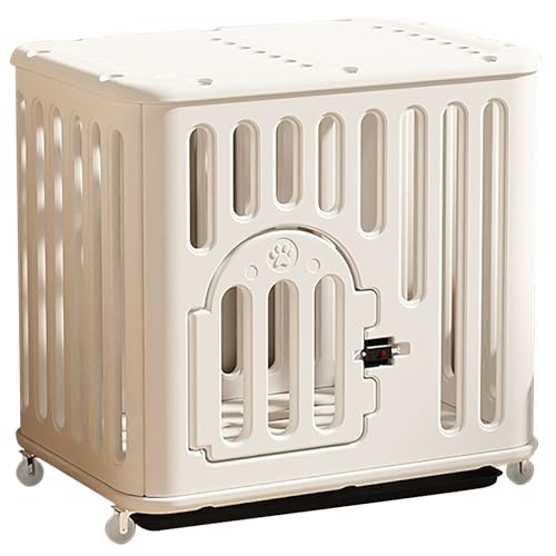 Hundebox, Käfige für Hunde im Innenbereich, Haustierbox, mit Rädern, Türschloss-Design, Leicht zu Reinigen, für Kleintiere, Welpen, Häschen(White,Small) von ZXDRYBHD