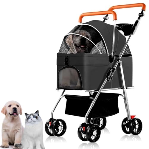 ZXDRYBHD 3-in-1-Hundebuggy, Kinderwagen für Haustiere für kleine/mittelgroße Hunde, zum Reisen, Einkaufen, Spazierengehen(Black) von ZXDRYBHD