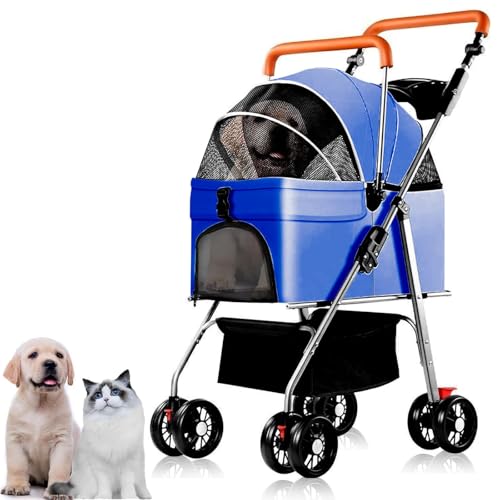 ZXDRYBHD 3-in-1-Hundebuggy, Kinderwagen für Haustiere für kleine/mittelgroße Hunde, zum Reisen, Einkaufen, Spazierengehen(Blue) von ZXDRYBHD