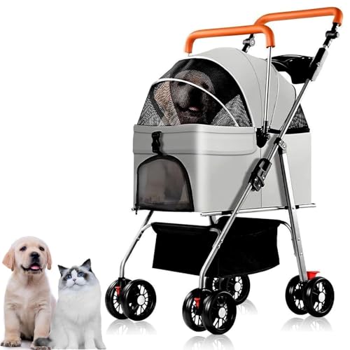 ZXDRYBHD 3-in-1-Hundebuggy, Kinderwagen für Haustiere für kleine/mittelgroße Hunde, zum Reisen, Einkaufen, Spazierengehen(Gray) von ZXDRYBHD