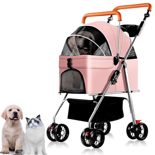 ZXDRYBHD 3-in-1-Hundebuggy, Kinderwagen für Haustiere für kleine/mittelgroße Hunde, zum Reisen, Einkaufen, Spazierengehen(Pink) von ZXDRYBHD