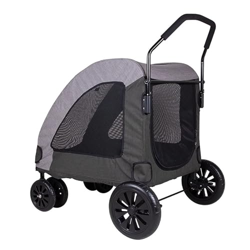 ZXDRYBHD Großer Hundebuggy, 3-Rad-Haustierbuggy, mit Netzfenstern, für Mittelgroße oder Große Hunde und Katzen(Gray) von ZXDRYBHD