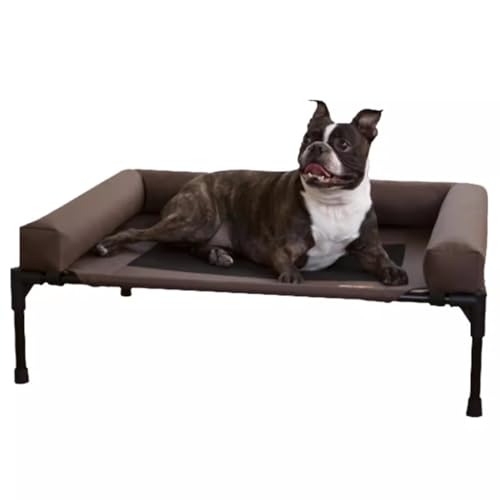 ZXDRYBHD Hundebett, Haustierbetten, Tragbares Hundebetten, Waschbares Katzenbett, Campingbett über dem Boden, Metallrahmen mit Waschbarem Netzbezug(Brown,Large) von ZXDRYBHD