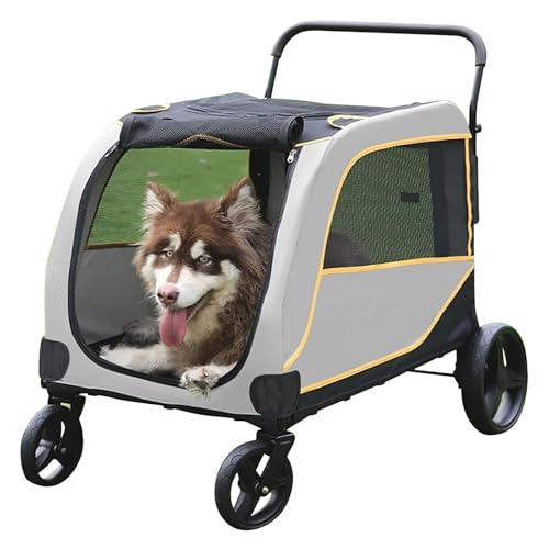 ZXDRYBHD Hundebuggy, Hundewagen, Haustierbuggy, Faltbares Design, Tragkraft: 25/40/65 kg, 55/88/143 lbs, für Mittelgroße und Große Hunde oder Mehrere Haustiere(Black) von ZXDRYBHD