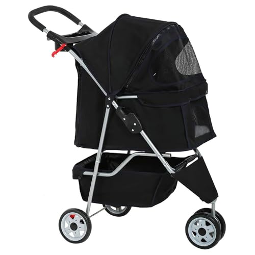 ZXDRYBHD Hundebuggy, Katzenwagen, Haustierbuggy, Zusammenklappbarer Reisebuggy für Mittelgroße und Kleine Hunde und Katzen(Black) von ZXDRYBHD