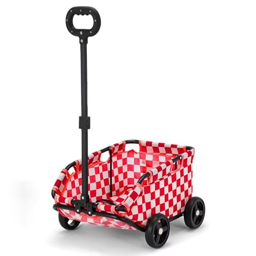 ZXDRYBHD Hundebuggy, Kinderwagen für Kleine Hunde, Zusammenklappbarer Kinderwagen mit Verdickter PVC-Bodenplatte, zum Reisen, Einkaufen, Spazierengehen und Spielen(Red) von ZXDRYBHD