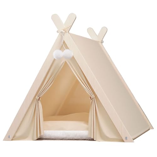 ZXDRYBHD Zelt für Haustiere, Haustierbett, Katzenbett, Tragbare Hundehütte, Einfach Aufzubauen, für Kleine Hunde und Katzen(Beige) von ZXDRYBHD