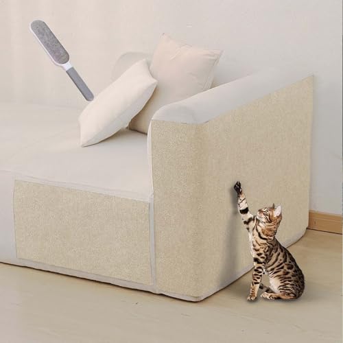 ZXLVCU Selbstklebend Kratzmatte Katze, Kratzwand für Katzen, Katzenteppich Zuschneidbar, für Wand, Tür, Sofa (Beige,30x100cm) von ZXLVCU