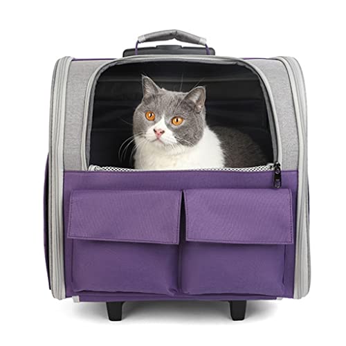 Tragbare Transport-Reisebox Haustier-Reisetransporter Tasche Hundetrage-Rucksäcke Haustier-Trolley Atmungsaktive Hundetransportbox Katzenkiste Koffertasche von ZXNANA