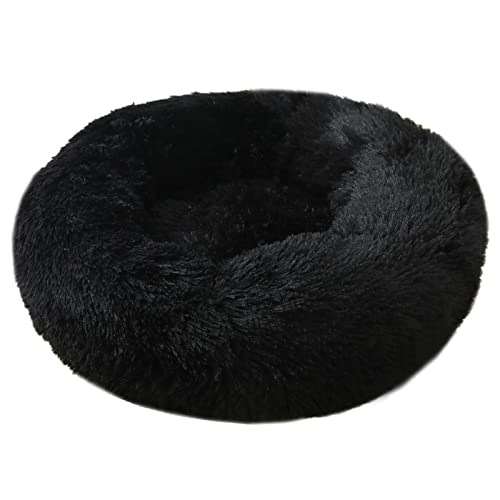 ZXSXDSAX Kissen Hundebett, Langer Plüsch, Dount-Korb, beruhigende Katzenbetten, Haustierhütte, weiches, Flauschiges Kissen, Schlafsack, Matte für große Hunde(Black,Small40CM) von ZXSXDSAX