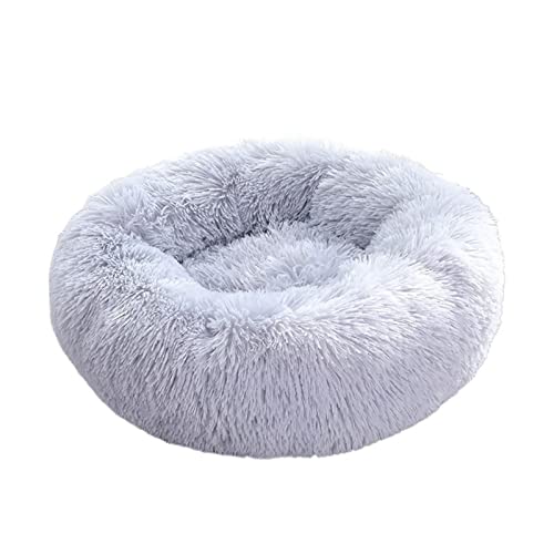 ZXSXDSAX Kissen Hundebett, Langer Plüsch, Dount-Korb, beruhigende Katzenbetten, Haustierhütte, weiches, Flauschiges Kissen, Schlafsack, Matte für große Hunde(Grijs,Large60CM) von ZXSXDSAX