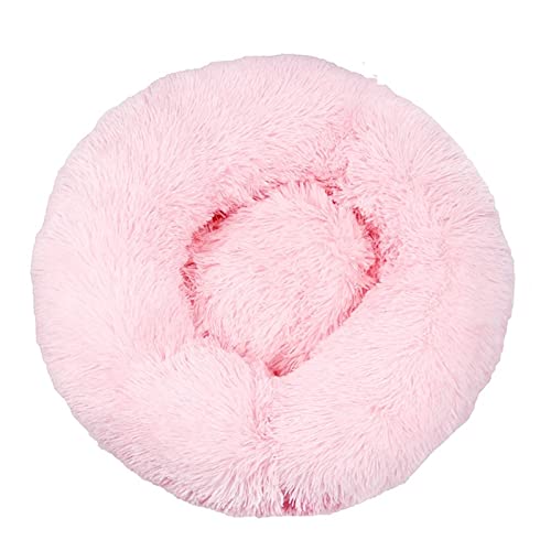 ZXSXDSAX Kissen Hundebett, Langer Plüsch, Dount-Korb, beruhigende Katzenbetten, Haustierhütte, weiches, Flauschiges Kissen, Schlafsack, Matte für große Hunde(Pink,Large60CM) von ZXSXDSAX