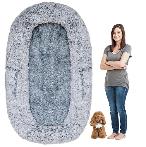 ZXZHYiYao Human Dog Bed Giant Grey Dog Beds with Removable Cover Extra Size Lazy Sofa for Adults, Pets Families von ZXZHYiYao