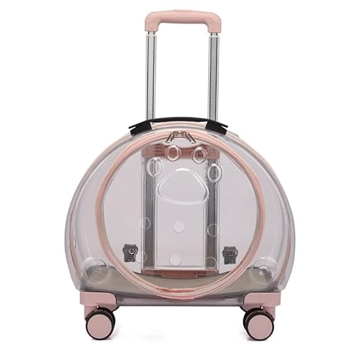 ZYDZ Clear Bubble Pet mit Rädern – Schulter-Trolley-Design für Katzen und Hunde, hartes, leichtes Rollen mit Matten (Pink 1) von ZYDZ