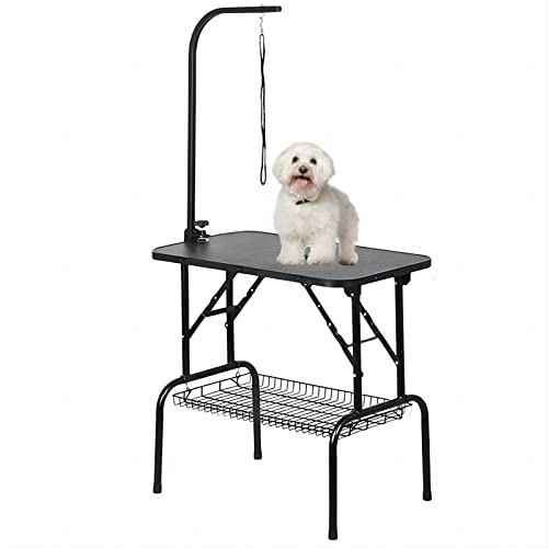 ZYDZ Haustier-Pflegetisch für Hunde, verstellbar, tragbarer Trimm-Trockentisch/Arm/Schlaufe/Netz-Tablett, rutschfester Fellpflegetisch für Hunde von ZYDZ
