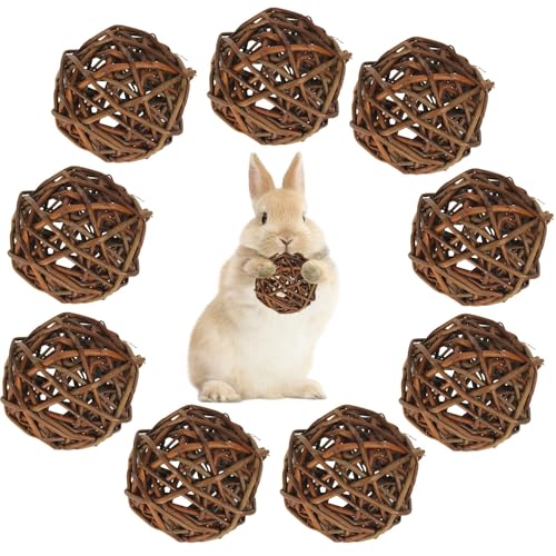 ZYEKIU 9 Stück Kaubälle, Kaninchen Spielzeug Natürlich, Kauen Kleintierspielzeug, Kaninchen Zubehör Interessant, für Kaninchen, Meerschweinchen, Chinchillas, Hamster, Mäuse, Papageien von ZYEKIU