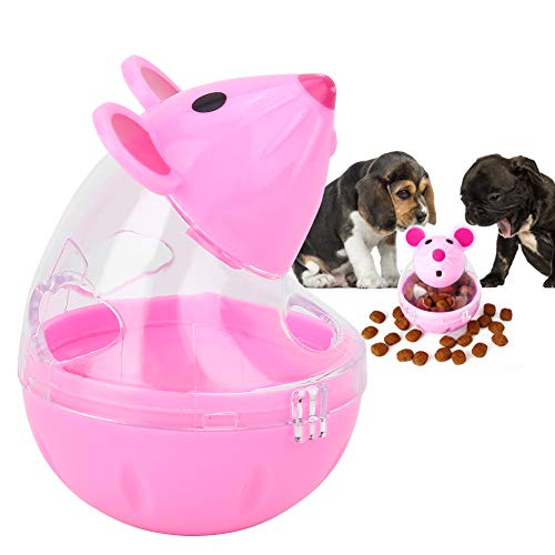 Katzen-Futterspender, Langsamer Katzen-Futterspender, Haustier-Katzen-Hunde-Leckage-Futterspender, Slow-Food-Spender, Mäuse-Design, Bälle-Spielzeug (Rosa) (Rosa) von ZYLLZY