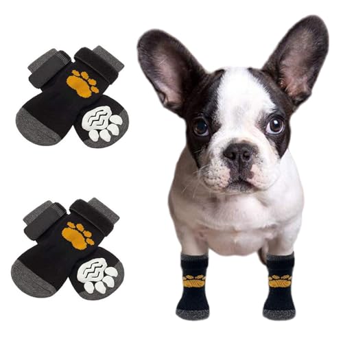 ZYTECO Anti-Rutsch-Socken Für Hunde Mit Verstellbaren Riemen Hundepfotenschutz Mit Griffen Um Das Lecken/Verrutschen Der Hundeschuhe Zu Verhindern,Schwarz,L von ZYTECO