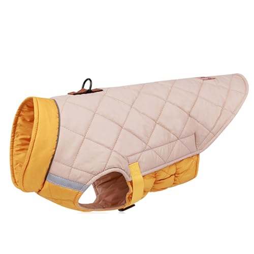 ZYTECO Dicker Warmer Reflektierender Wintermantel Für Hunde Leichte Weste Verstellbare Schnalle Schneeanzug Hundejacke Für Kaltes Wetter,Beige,2XL von ZYTECO