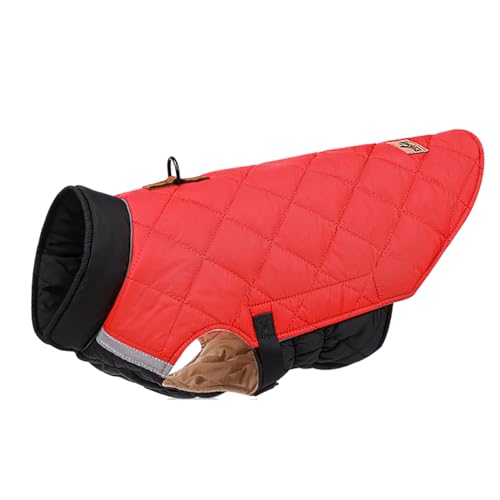 ZYTECO Dicker Warmer Reflektierender Wintermantel Für Hunde Leichte Weste Verstellbare Schnalle Schneeanzug Hundejacke Für Kaltes Wetter,Black red,4XL von ZYTECO