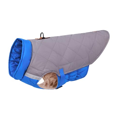 ZYTECO Dicker Warmer Reflektierender Wintermantel Für Hunde Leichte Weste Verstellbare Schnalle Schneeanzug Hundejacke Für Kaltes Wetter,Gray Blue,2XL von ZYTECO