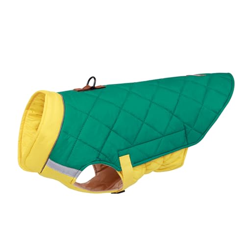 ZYTECO Dicker Warmer Reflektierender Wintermantel Für Hunde Leichte Weste Verstellbare Schnalle Schneeanzug Hundejacke Für Kaltes Wetter,Yellow Green,3XL von ZYTECO