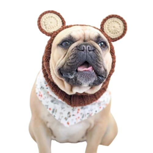 ZYTECO Gestrickte Warme Mütze Für Hunde Weich Bequem Lärmschutz Winddicht Ohrenschützer Für Hunde Party Weihnachten Haustiermütze,Bear,L von ZYTECO