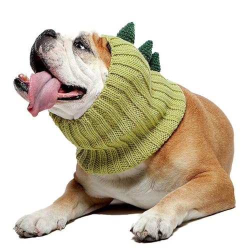 ZYTECO Gestrickte Warme Mütze Für Hunde Weich Bequem Lärmschutz Winddicht Ohrenschützer Für Hunde Party Weihnachten Haustiermütze,Dinosaur,L von ZYTECO