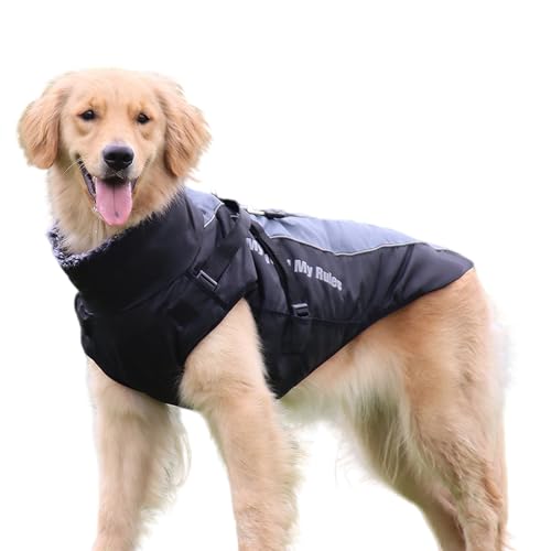 ZYTECO Hunde-Wintermäntel Wasserdichter Schneeanzug Schrumpfbarer Ausschnitt Dick Warm Reflektierend Mit Verstellbarer Schnalle Hundejacke,Grau,3XL von ZYTECO