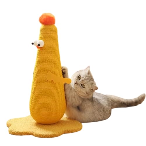 ZYTECO Kratzbaum Für Katzen Natürliches Sisal Süßes Küken-Design Mit Plüschball Katzenkratzer Für Kätzchen Im Innenbereich,Gelb,30 * 50cm von ZYTECO