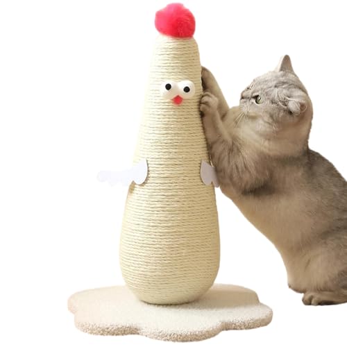 ZYTECO Kratzbaum Für Katzen Natürliches Sisal Süßes Küken-Design Mit Plüschball Katzenkratzer Für Kätzchen Im Innenbereich,Weiß,30 * 50cm von ZYTECO