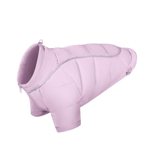 ZYTECO Manteau Bouffant Épais Pour Chien Veste D'hiver Chaude Douce Et Confortable Imperméable En Duvet De Canard Pour Petits Chiens Avec Bandes Réfléchissantes,Rosa,L von ZYTECO