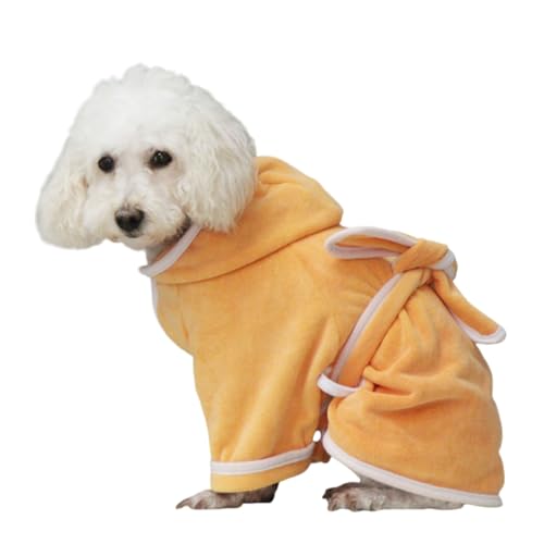 ZYTECO Tragbarer Bademantel Für Haustiere Mikrofaser Super Saugfähig Verstellbares Bauchtuch Weich Warm Bademantel Für Hunde Und Katzen,Orange,3XL von ZYTECO