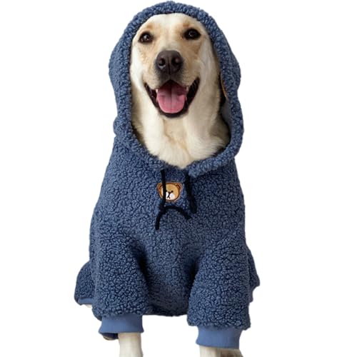 ZYTECO Weicher Gemütlicher Hunde-Kapuzenpullover Warmer Blauer Pullover Winter-Sherpa-Plüsch-Fleecemantel Für Kaltes Wetter Für Mittelgroße Und Große Hunde,Blau,L von ZYTECO