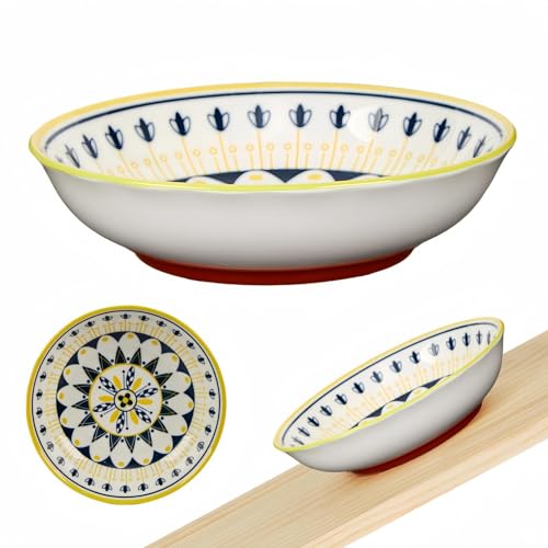 ZYUTONG Whisker Fatigue Cat Bowl — 5,5 Zoll Keramik Katzenschalen, Flacher Katzenfutterschale, Niedliche flache Katzenschale, kleine breite Katzenteller für Indoor-Katzen mit Silikonboden, rutschfest von ZYUTONG